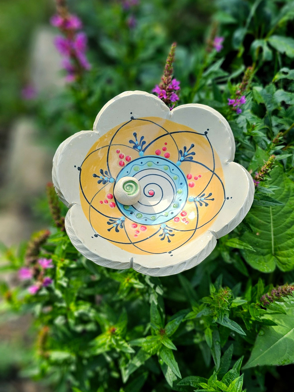 große Keramikblume - Insektentränke 1