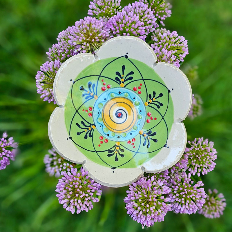 große Keramikblume - Insektentränke grün – Bild 2