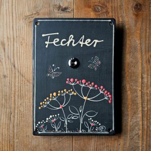 Klingelschild rechteckig - Wildblume Schieferschwarz