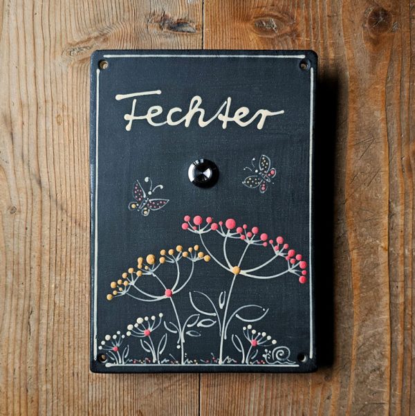 Klingelschild rechteckig - Wildblume Schieferschwarz