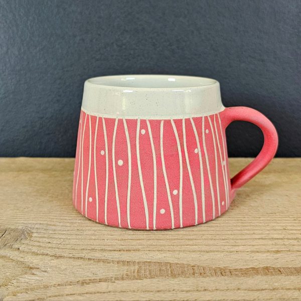 Tasse - Sgraffito Erdbeerrot